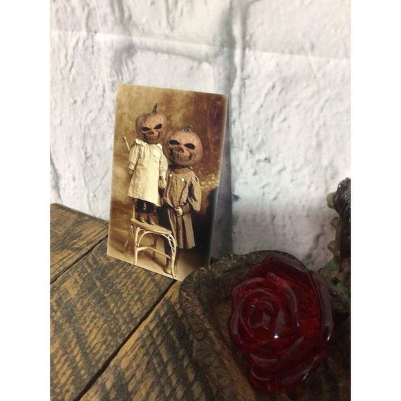 Pumpkin Heads Odd Bizarre Reprint Photo Antique Reprint Kids with Pumpkin Heads - Picture 12 of 13
